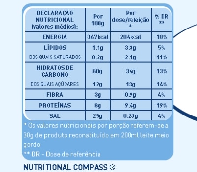 Nestlé Meritene Cereal Instant 8 Cereais e Mel 600 gramas