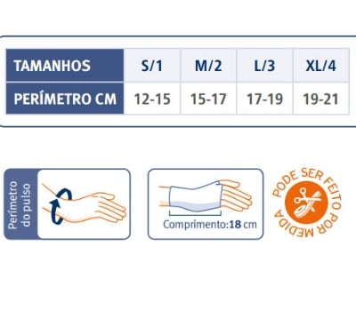 Orliman Pulso Elástico Curto Aberto com Tala Flexível Palmar Removível