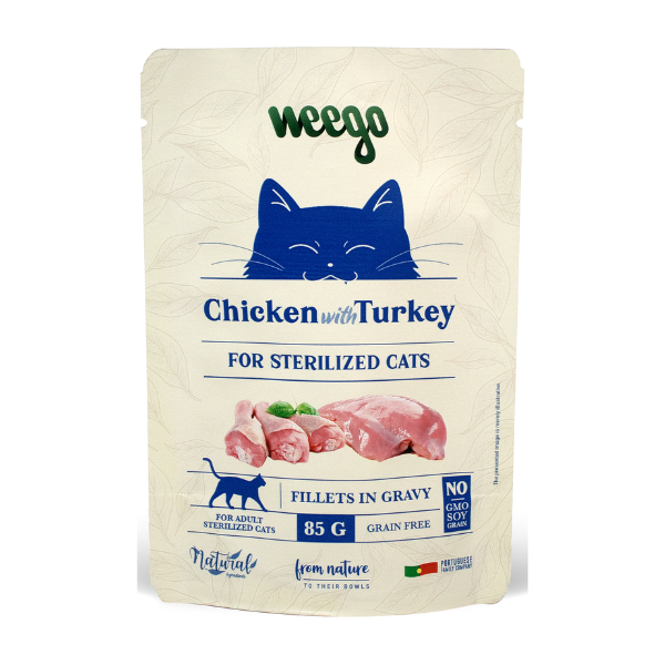 Comida Húmida Gato Frango e Perú Weego