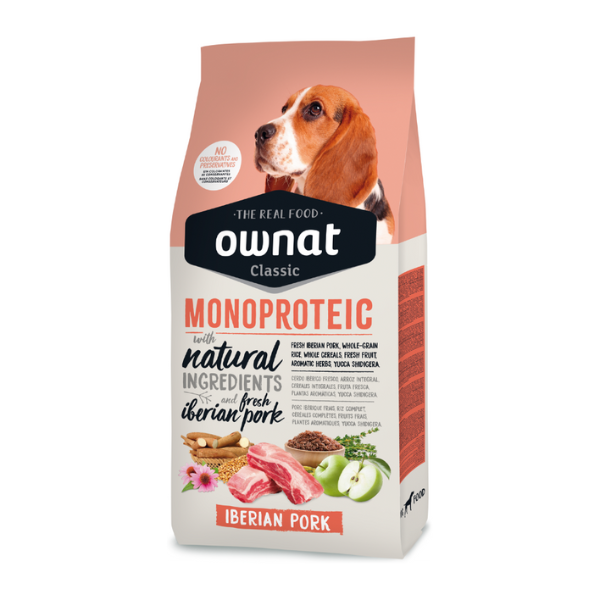 Ração Cão Ownat Classic Monoproteica com Porco Ibérico